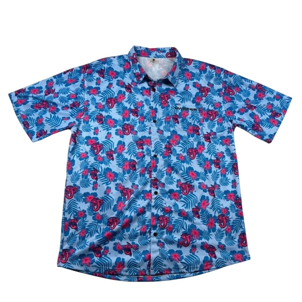 Destroyer Rocks Jumbo Shrimp Shirt Mens XL Hawaiian MiLB Tropical Floral Aloha